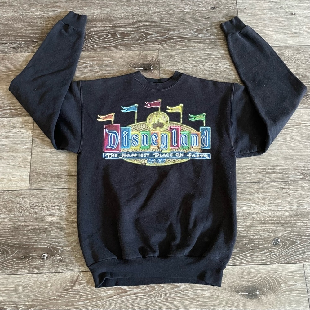 Disneyland Resort Glow in the Dark Crewneck Sweatshirt Size Small Black - Picture 2 of 6